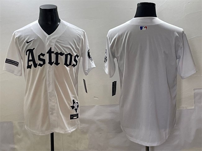 Men's Houston Astros Blank White Gothic 'Houston Born Barrio Raised' Limited Jersey
