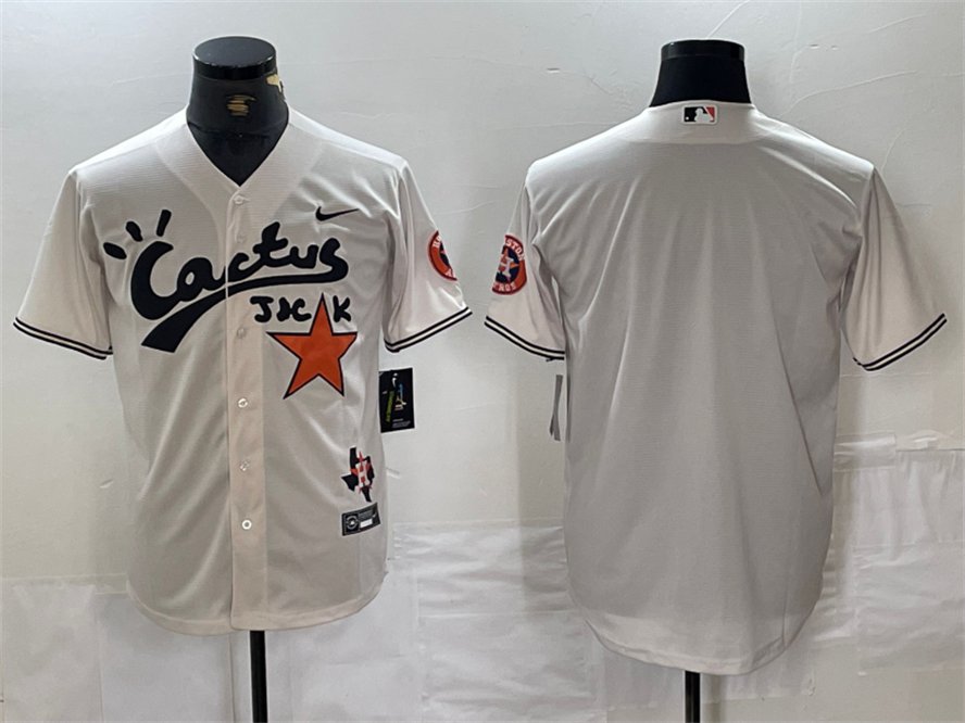 Men's Houston Astros Blank Cream Cactus Jack Cool Baseball Jersey