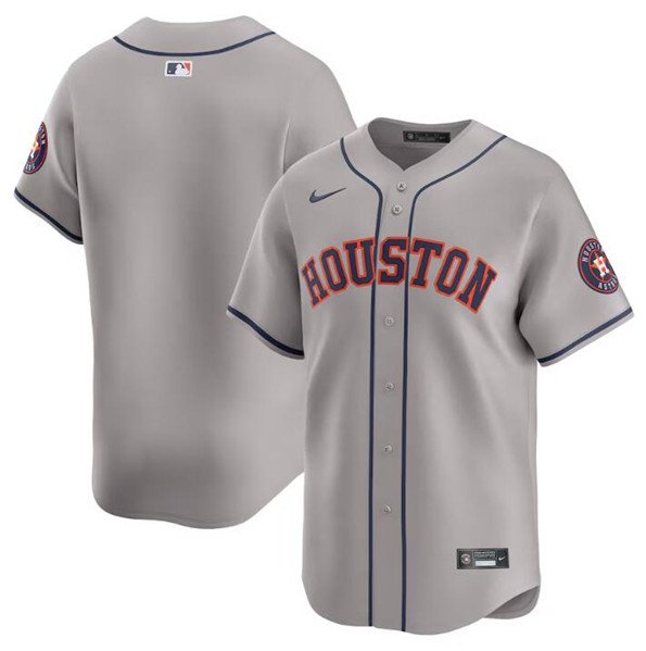 Men's Houston Astros Blank Grey With Patch Cool Base Stitched Baseball Jersey