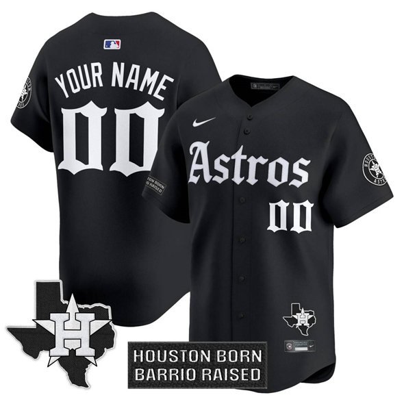 Men's Houston Astros ACTIVE PLAYER Custom Black 'Gothic Edition' Vapor Limited Stitched Jersey