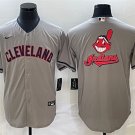 Men's Cleveland Guardians Blank Gray Team Big Logo Cool Base Stitched Jersey