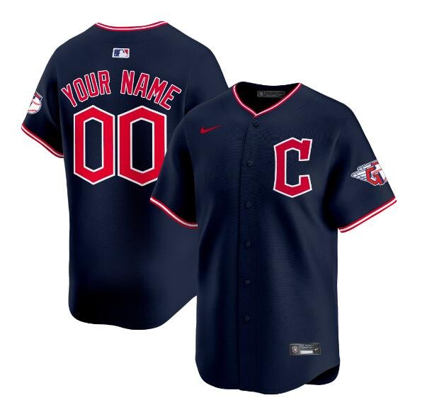 Men's Cleveland Guardians Active Player Custom Navy 2025 Alternate Limited Stitched Jersey