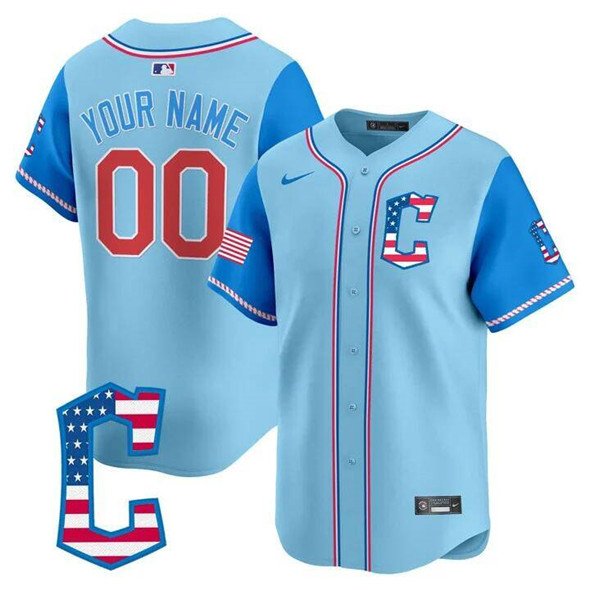 Men's Cleveland Guardians ACTIVE PLAYER Custom Light Blue Limited Stitched Jersey