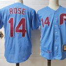 Men's Philadelphia Phillies #14 Pete Rose Blue Throwback Jersey