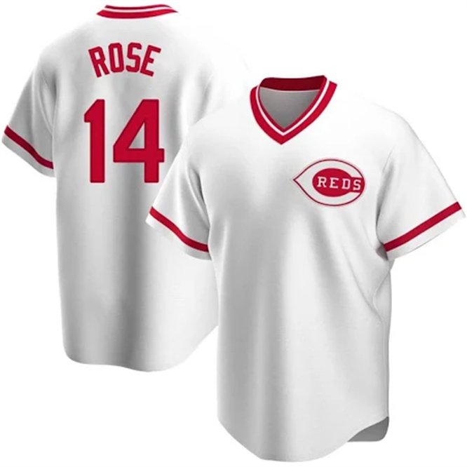 Mens Reds #14 Pete Rose cooper Base Jersey white