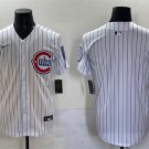 Men's Chicago Cubs Blank White Pinstripe 2nd Alternate Limited Stitched Baseball Jersey