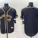 Men's Toronto Blue Jays Blank Black Gold Cool Base Stitched Jersey