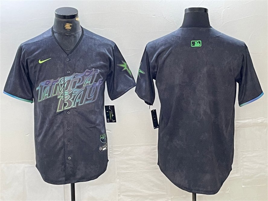 Men's Tampa Bay Rays Blank Charcoal 2024 City Connect Stitched Baseball Jersey
