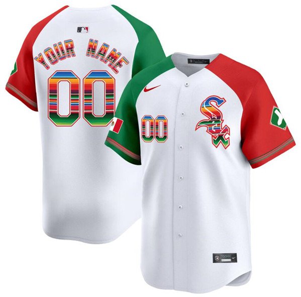Chicago White Sox ACTIVE PLAYER Custom White/Red/Green Mexico Vapor Jersey