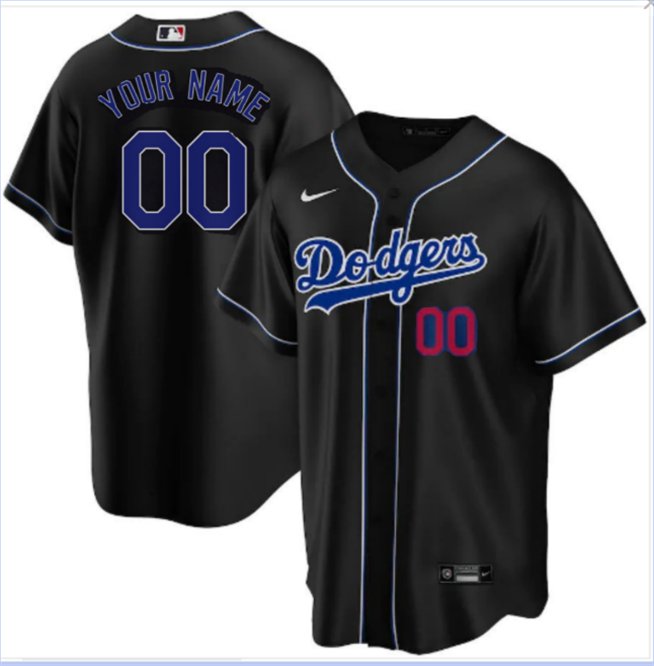 Los Angeles Dodgers Custom Baseball Team Jersey Black