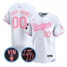 Los Angeles Dodgers Custom White Pink 2025 Vin Patch & Kobe Bryant V2 Vapor Jersey