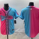 Men's Los Angeles Dodgers Blank Pink Blue Limited Stitched Baseball Jersey