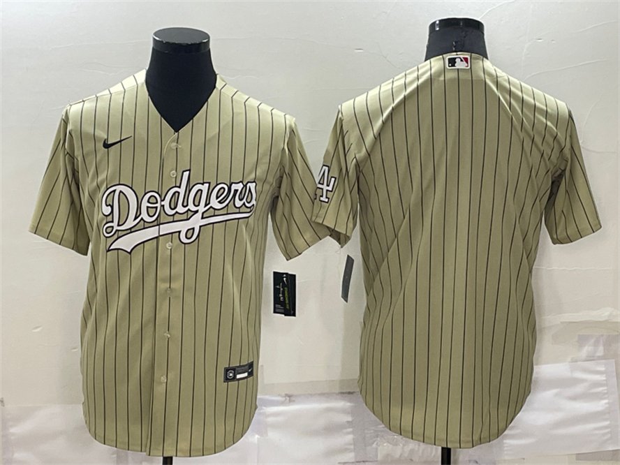 Men's Los Angeles Dodgers Blank Cream Pinstripe Stitched Cool Base Nike Jersey