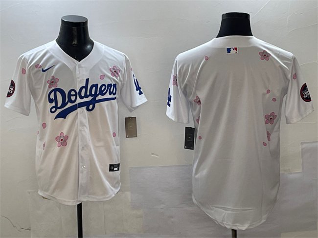 Men's Los Angeles Dodgers Blank White 2025 Tokyo Series Limited Stitched Jersey