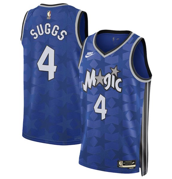 Men's Magic #4 Jalen Suggs Classic Basketball Jersey Blue 2024