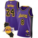 Los Angeles Lakers Front #8 Back #24 Kobe Bryant Purple 2025 California Patch Stitched Jersey
