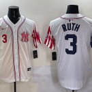 Men's New York Yankees #3 Babe Ruth White American Style Limited Stitched Baseball Jersey