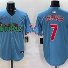 Men's Philadelphia Phillies #7 Trea Turner Blue Baseball Stitched Jersey