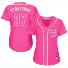 Women's Nationals #37 Stephen Strasburg Pink Fashion Stitched Baseball Jersey