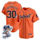 Men's Detroit Tigers #30 Kerry Carpenter Orange Paws Patch Vapor Limited Jersey