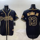 Atlanta Braves #13 Ronald Acuna Jr. City Cool Baseball Jersey Black Gold