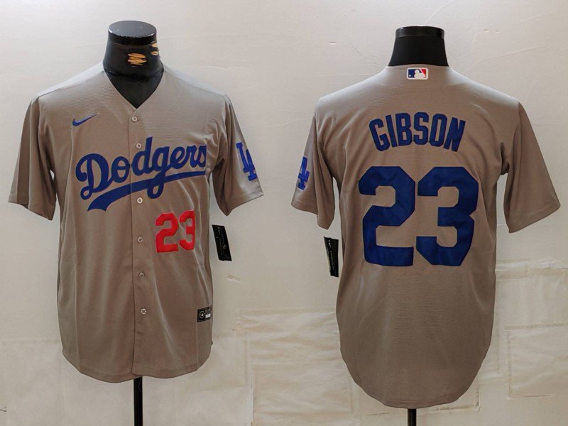 Los Angeles Dodgers #23 Kirk Gibson Gray Cool Base Stitched Player Jersey