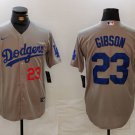 Los Angeles Dodgers #23 Kirk Gibson Gray Cool Base Stitched Baseball Jersey