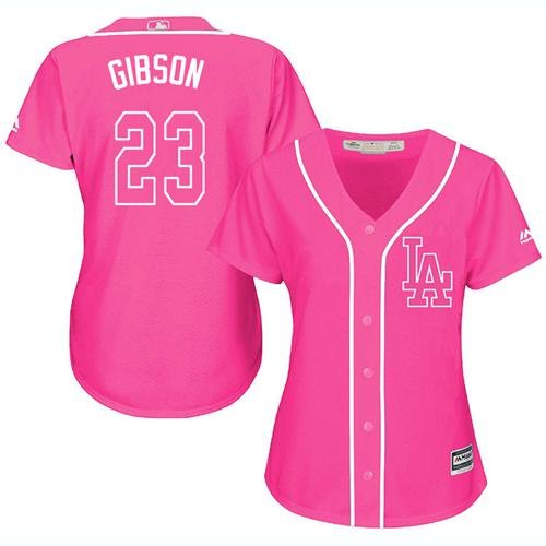 Women's Los Angeles Dodgers #23 Kirk Gibson Pink Fashion Stitched Baseball Jersey