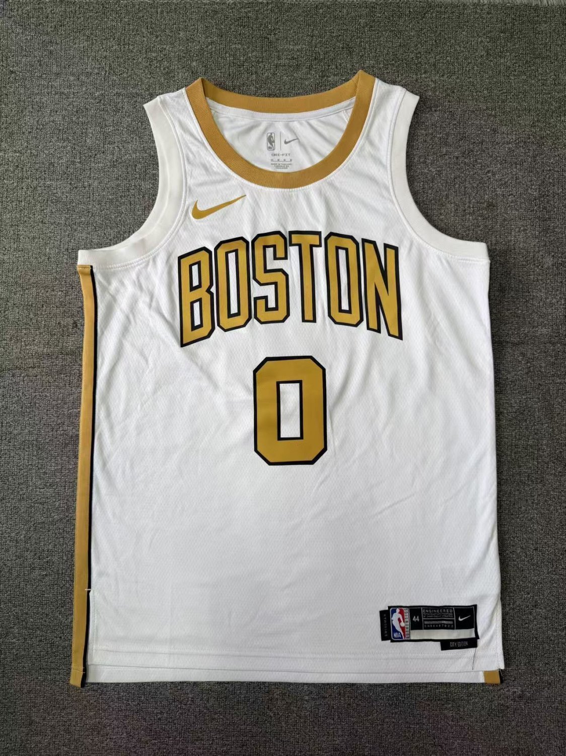 Boston Celtics #0 Jayson Tatum City Basketball White Gold Jersey