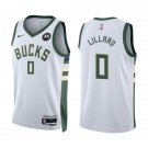 Milwaukee Bucks #0 Damian Lillard Basketball Jersey White