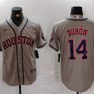 Men's Houston Astros #14 Mauricio Dubón Grey With Patch Cool Base Stitched Baseball Jersey