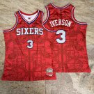Men's Mitchell & Ness 76ers #3 Allen Iverson AU Jersey Red