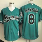 Men's MIA #8 Andre Dawson Teal Throwback Stitched Player Jersey