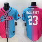 Men's San Francisco 49ers #23 Christian McCaffrey Pink Blue Limited Stitched Jersey