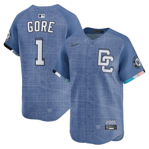 Washington Nationals #1 MacKenzie Gore Nike Blue 2025 City Connect 2.0 Limited Jersey