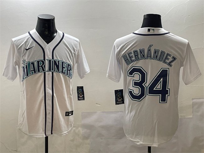 Seattle Mariners #34 F&Atilde;&copy;lix Hern&Atilde;&iexcl;ndez White Cool Base Stitched Baseball Jersey