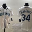 Seattle Mariners #34 Félix Hernández White Cool Base Stitched Baseball Jersey