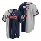 Atlanta Braves #1 Ozzie Albies Nike Grey Navy Split Two-Tone Jersey Jersey