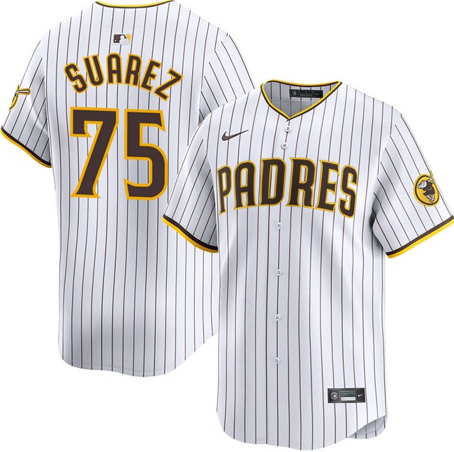 San Diego Padres #75 Robert Suarez White Home Limited Stitched Jersey