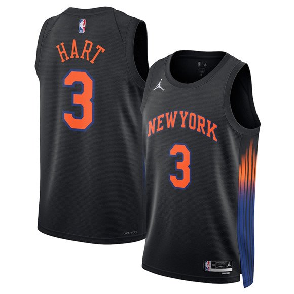 Men's New Yok Knicks #3 Josh Hart Black 2025 Statement Edition Stitched Jersey
