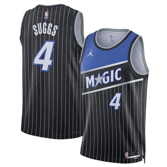 Men's Orlando Magic #4 Jalen Suggs Black 2025 Statement Edition Stitched Jersey