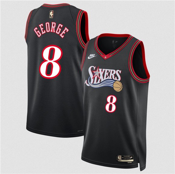 Philadelphia 76ers #8 Paul George Black Classic Throwback Jersey