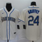 Mens Womens Youth Mariners #24 Ken Griffey Cool stitched Jersey Cream