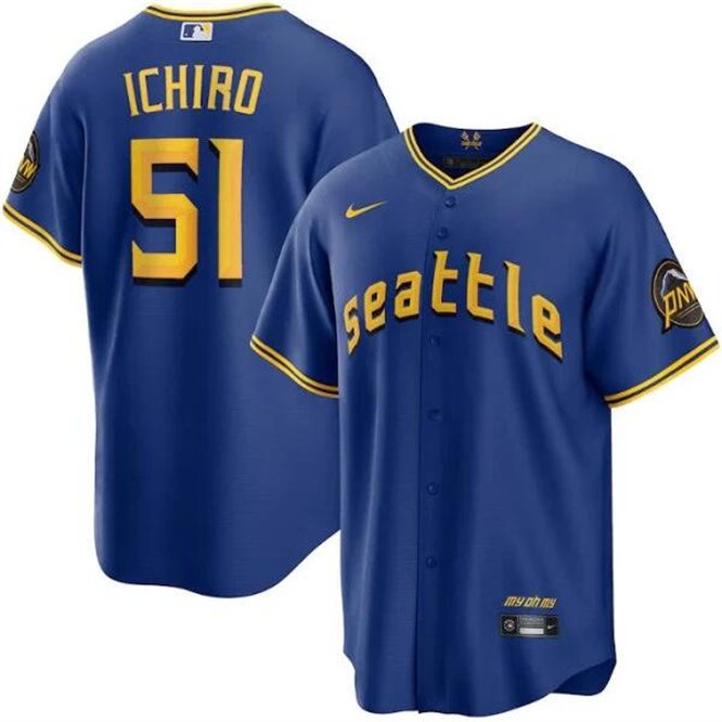 Seattle Mariners #51 Ichiro Suzuki Blue City Connect Cool Base Stitched Jersey