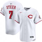 Men's Cincinnati Reds #7 Spencer Steer White 2025 Home Limited Stitched Jersey