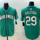Men's Seattle Mariners #29 Cal Raleigh Aqua With 2025 AL West Division Champions Jersey