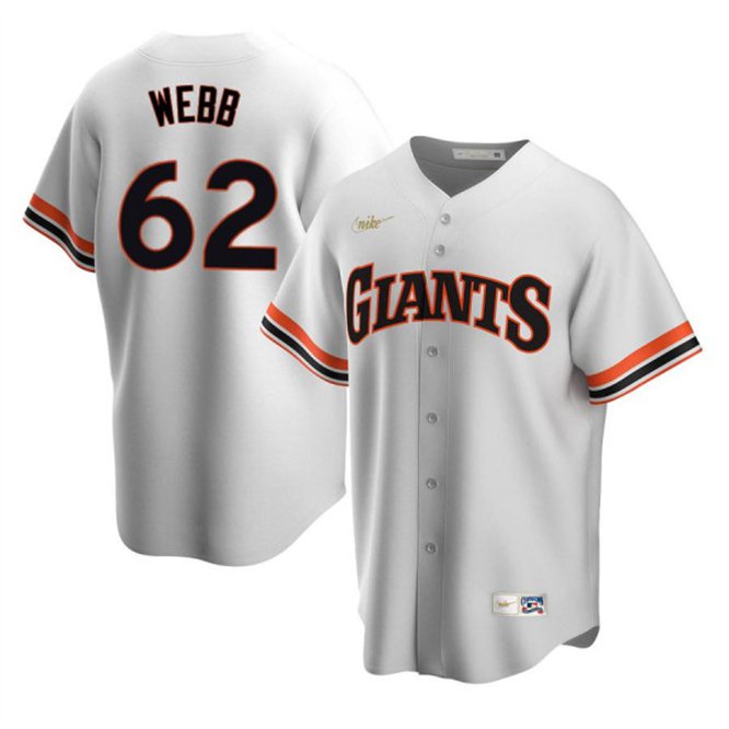 Mens San Francisco Giants #62 Logan Webb White Cooperstown Collection Jersey