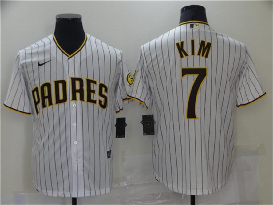 Men's womens Youth SDP #7 Ha-Seong Kim White Home Cool Base Jersey