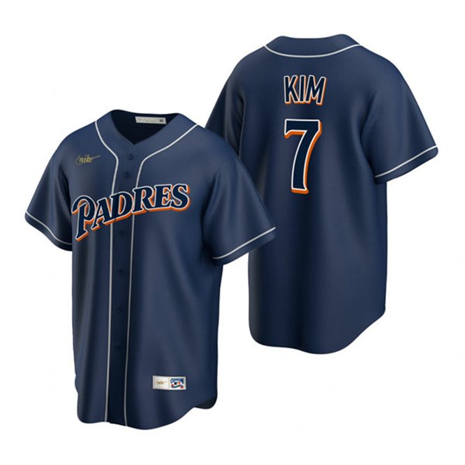 Mens San Diego Padres #7 Ha Seong Kim Navy Cooperstown Jersey