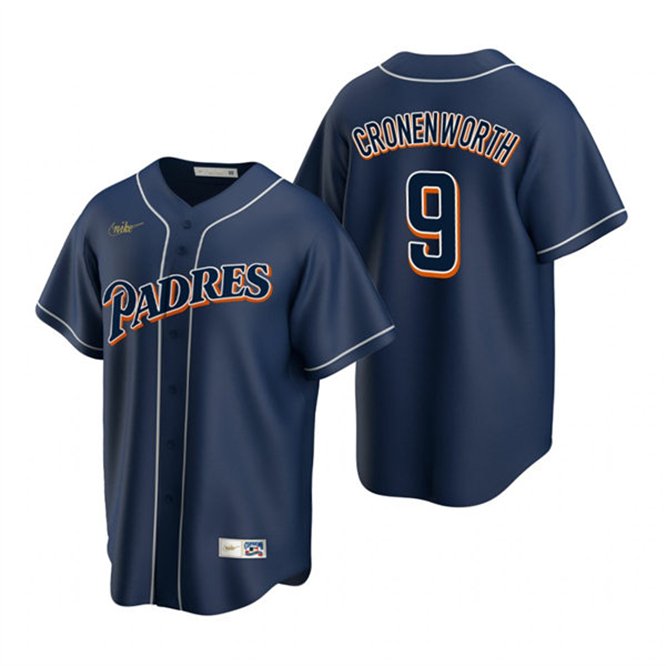 Mens San Diego Padres #9 Jake Cronenworth Navy Cooperstown Collection Jersey